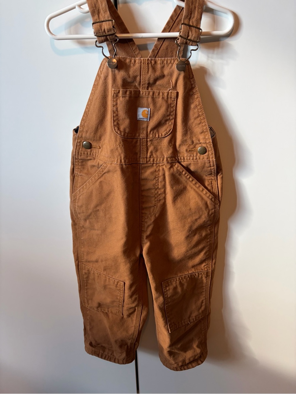 Carhartt Kids' Tan/Brown Duck Canvas Overalls flannel lined